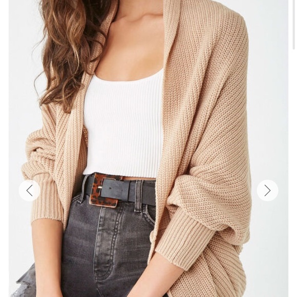 Forever 21 Ribbed Open-Front Cardigan- Brown - Picture 9 of 11